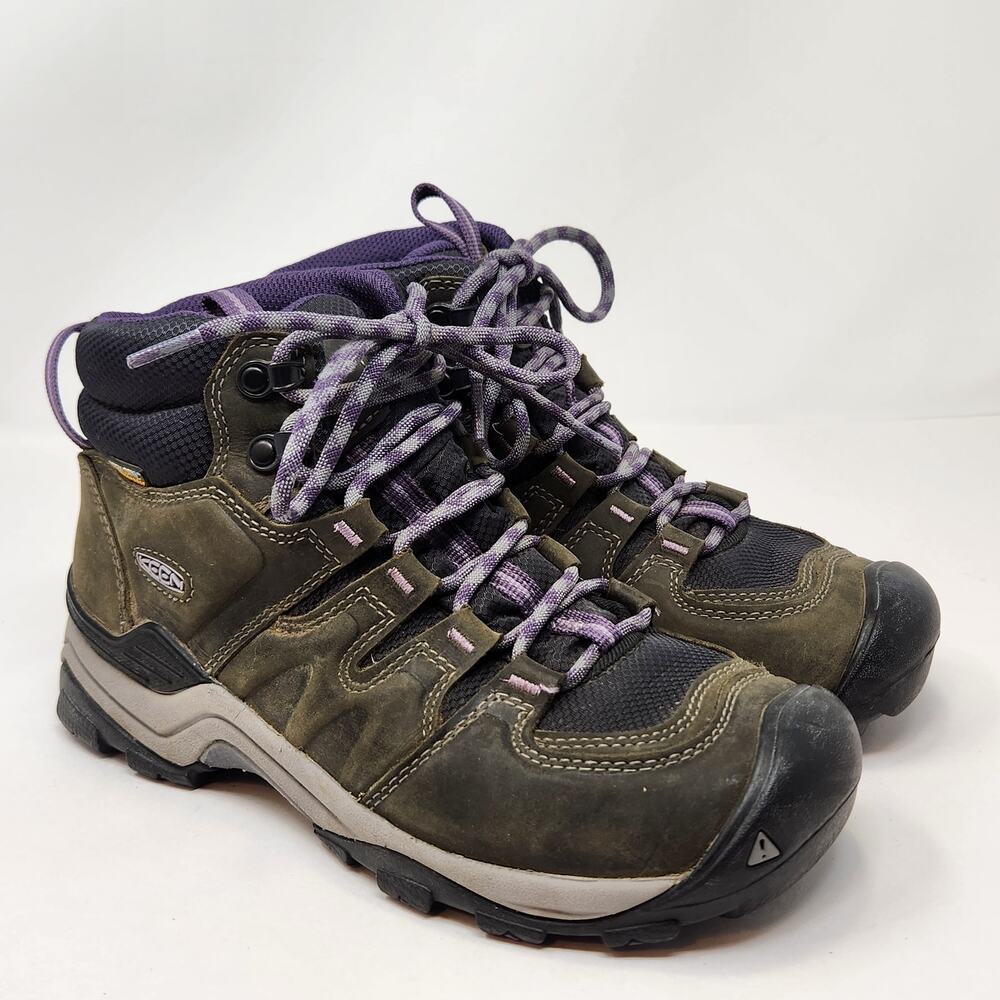Keen Gypsum II Gray Purple Leather Ankle Hiking Boots Women Size 7.5 Waterproof